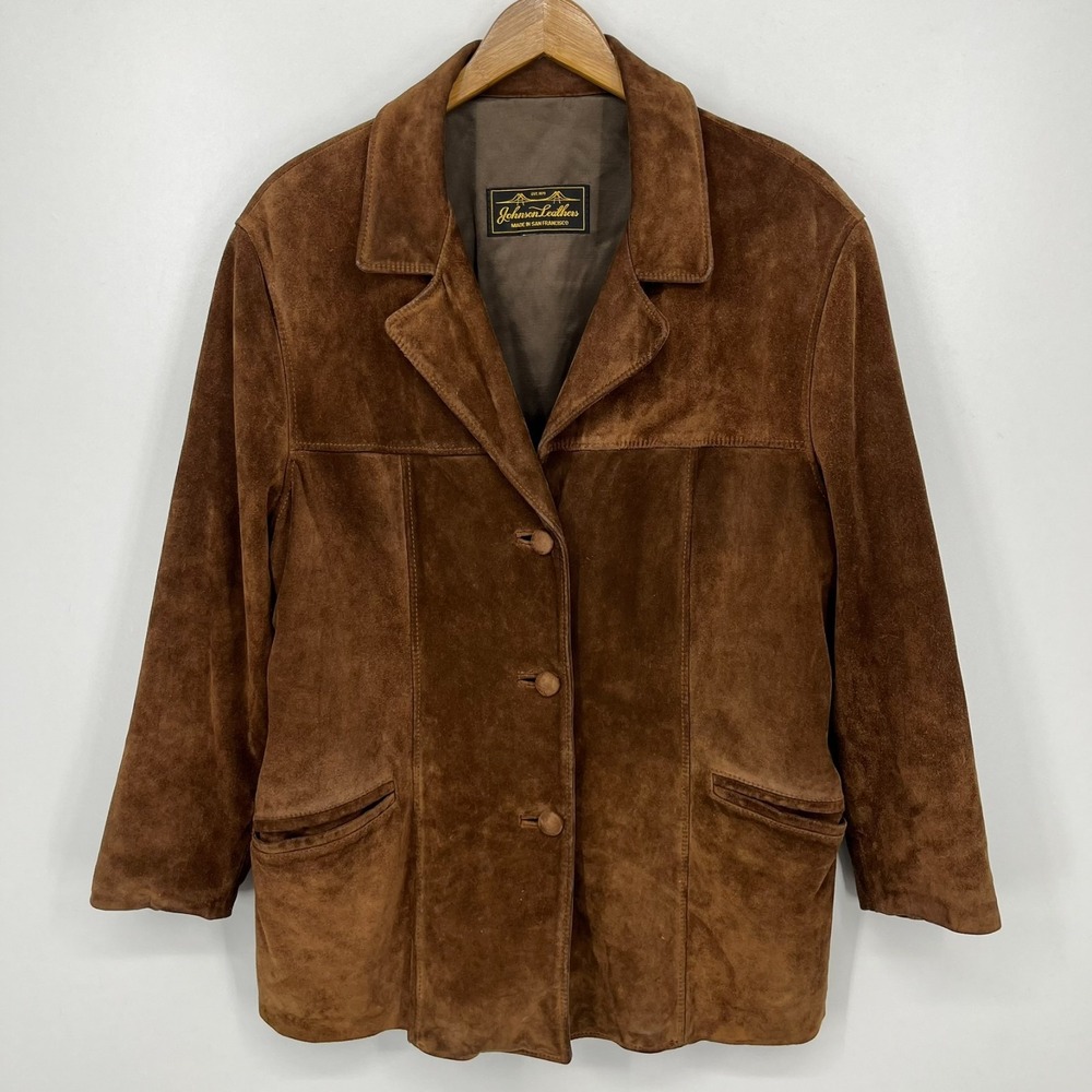 Johnson Leathers San Francisco Suede Jacket Men's Size‎ M Brown Vintage 70s USA